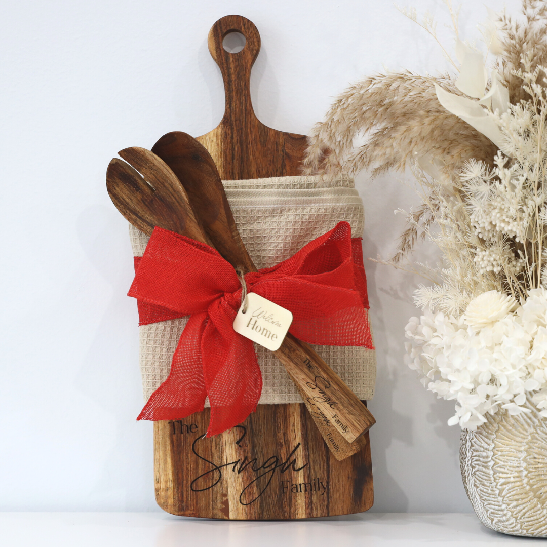 Natural Serving Board Essential Gift Set