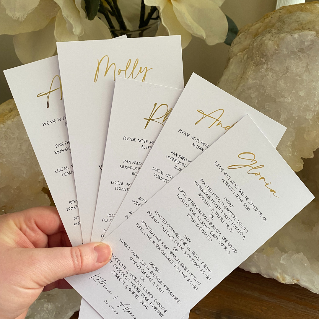 Personalised Wedding Menu with Foil