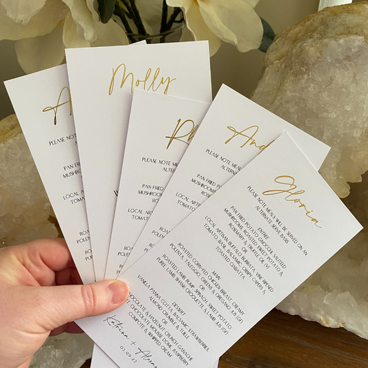 Personalised Wedding Menu with Foil